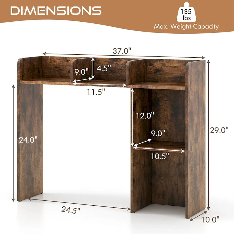 Costway Étagère de bureau Bibliothèque Organisateur de rangement de bureau Présentoir