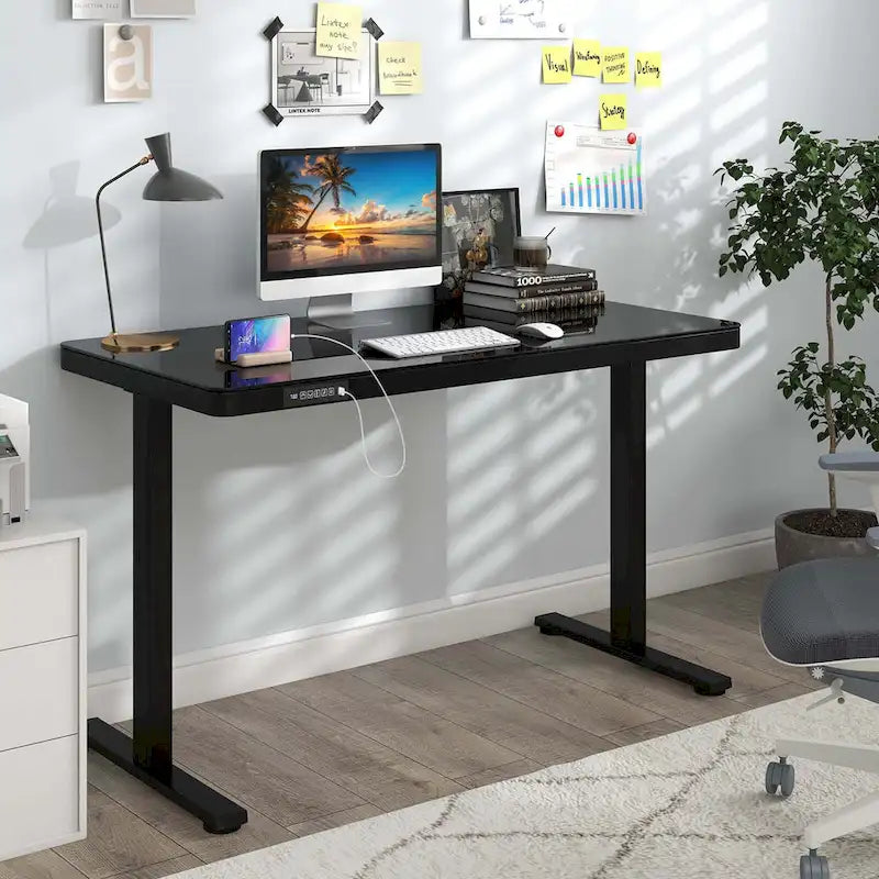 Bureau debout Costway 48 x 24 en verre monobloc avec tiroirs inscriptible
