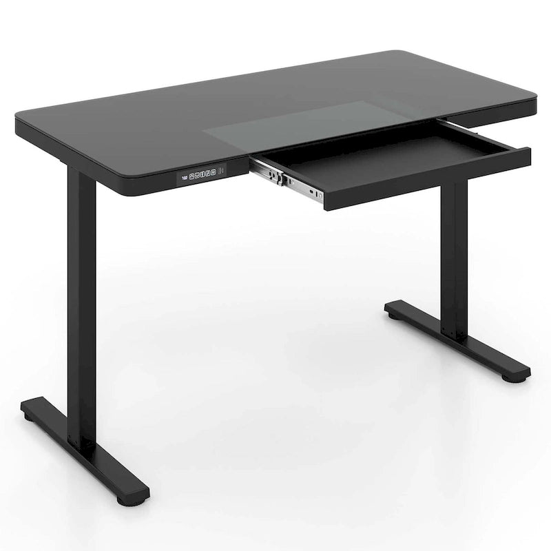 Bureau debout Costway 48 x 24 en verre monobloc avec tiroirs inscriptible