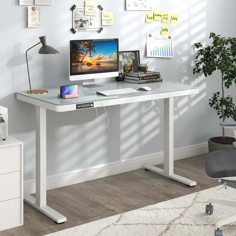 Bureau debout Costway 48 x 24 en verre monobloc avec tiroirs inscriptible