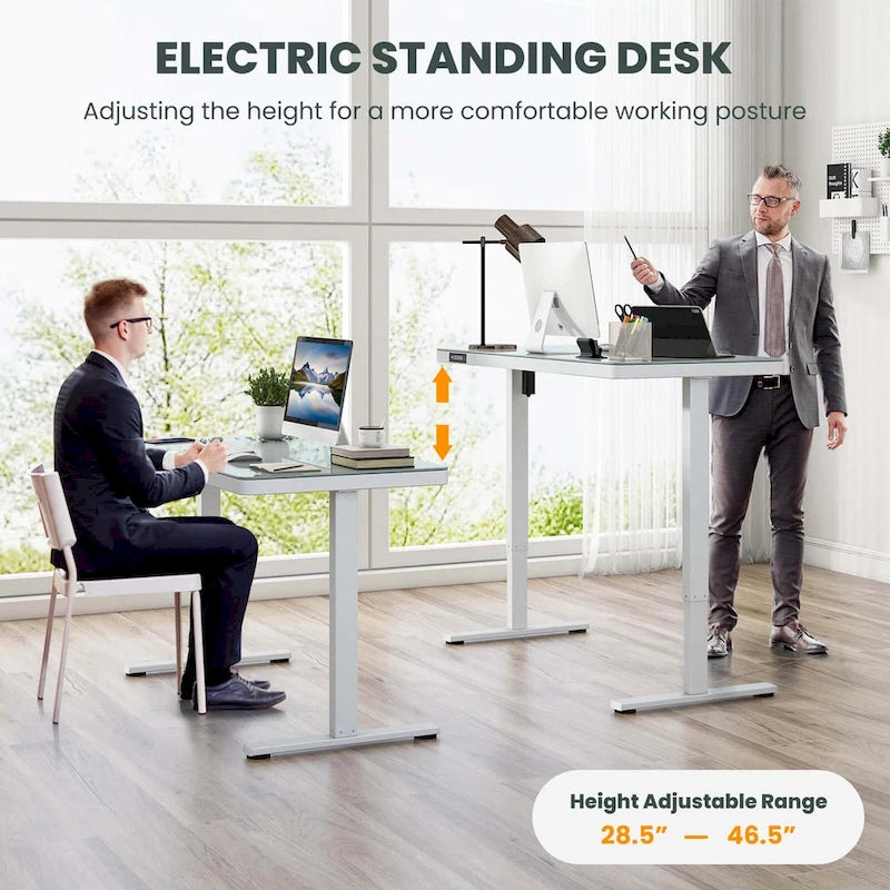Bureau debout Costway 48 x 24 en verre monobloc avec tiroirs inscriptible