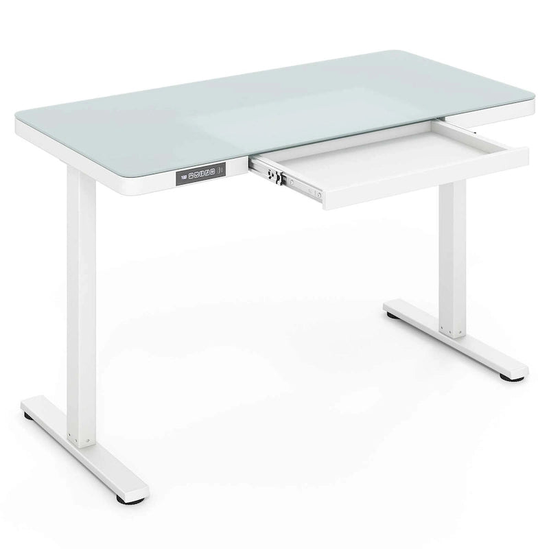 Bureau debout Costway 48 x 24 en verre monobloc avec tiroirs inscriptible