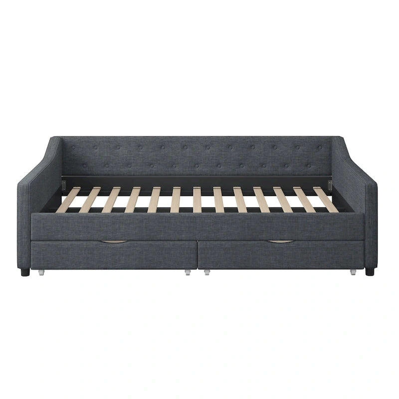 Christopher Knight Home - Canapé-lit capitonné Bennett avec tiroirs de rangement et accoudoirs élégants incurvés