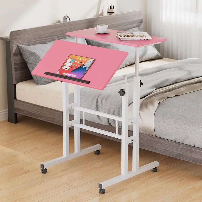 Pupitres roulants portables de 49,5 pouces, petits bureaux debout réglables en hauteur, bureaux debout mobiles avec roulettes