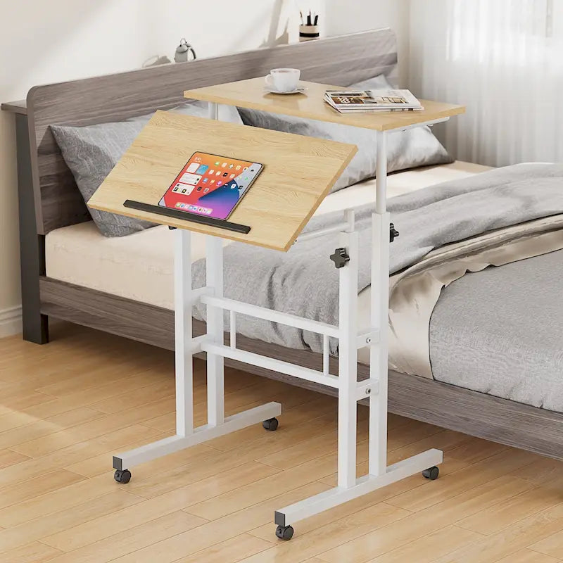 Pupitres roulants portables de 49,5 pouces, petits bureaux debout réglables en hauteur, bureaux debout mobiles avec roulettes