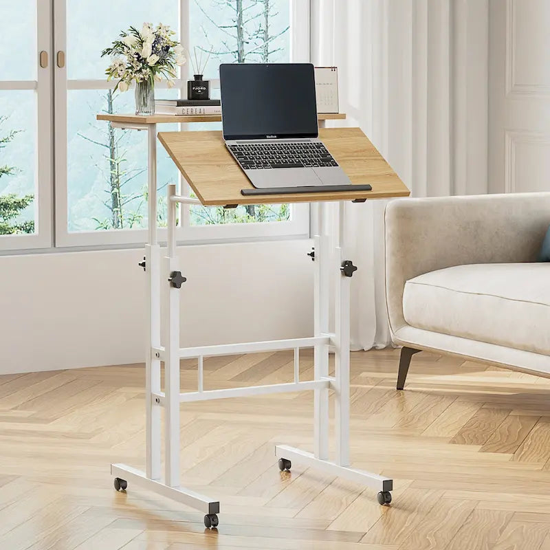Pupitres roulants portables de 49,5 pouces, petits bureaux debout réglables en hauteur, bureaux debout mobiles avec roulettes