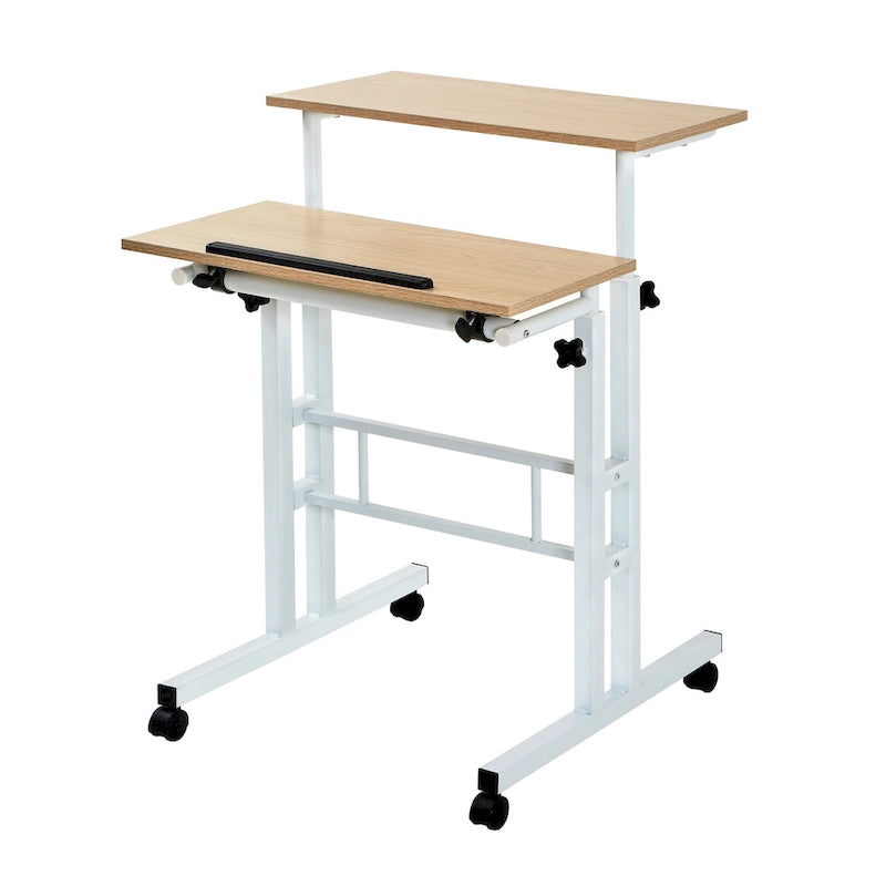 Pupitres roulants portables de 49,5 pouces, petits bureaux debout réglables en hauteur, bureaux debout mobiles avec roulettes