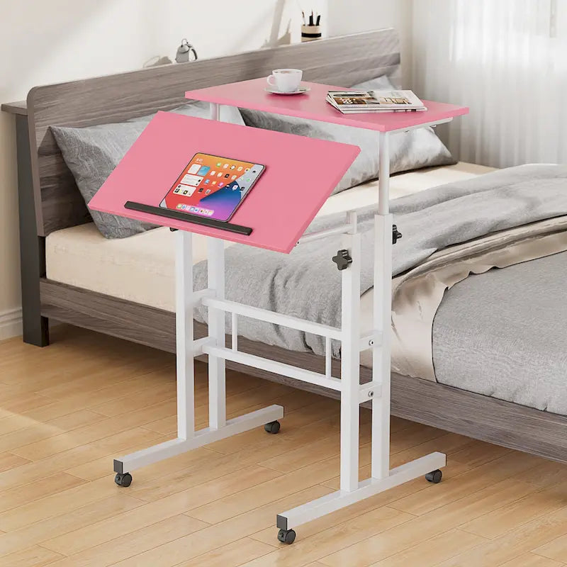 Pupitres roulants portables de 49,5 pouces, petits bureaux debout réglables en hauteur, bureaux debout mobiles avec roulettes