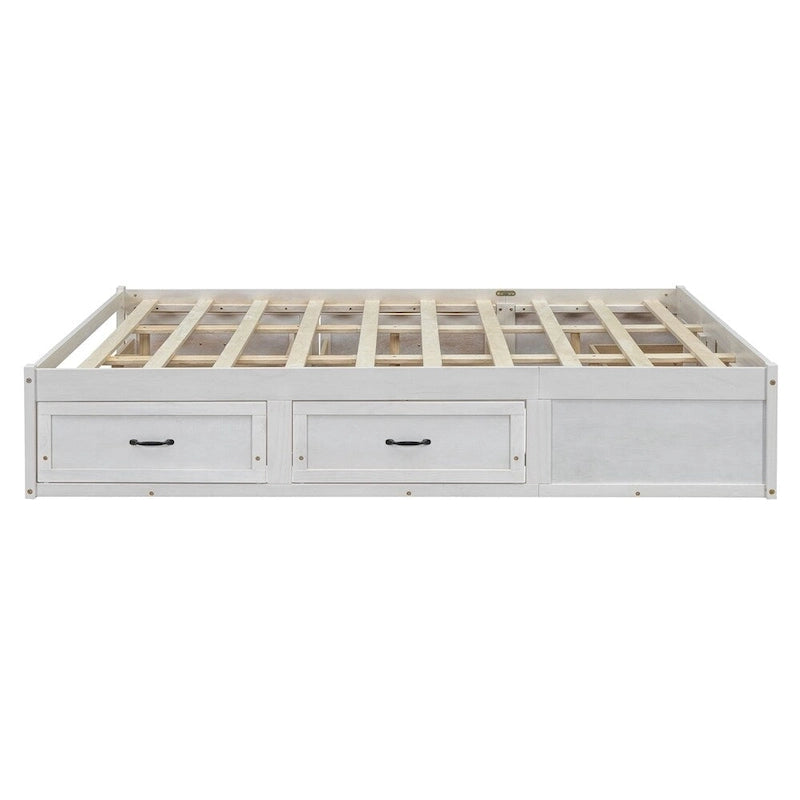 Lit plate-forme Queen Size avec 6 tiroirs de rangement