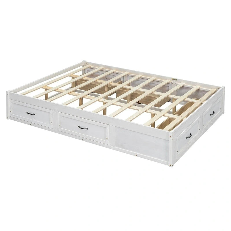 Lit plate-forme Queen Size avec 6 tiroirs de rangement