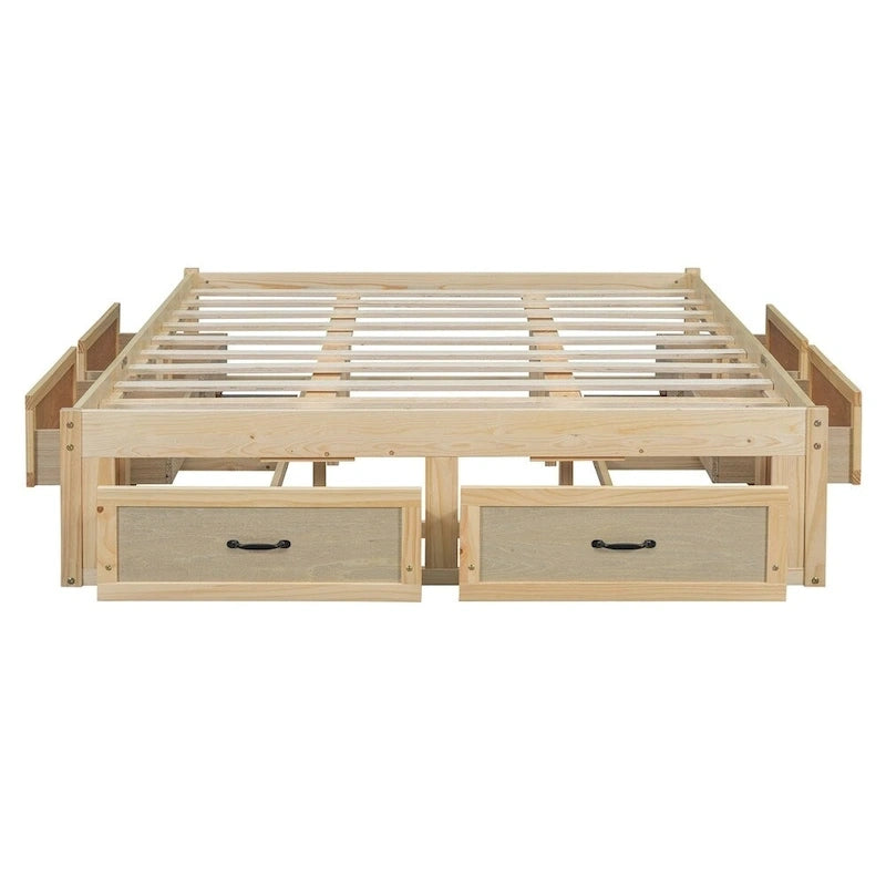 Lit plate-forme Queen Size avec 6 tiroirs de rangement
