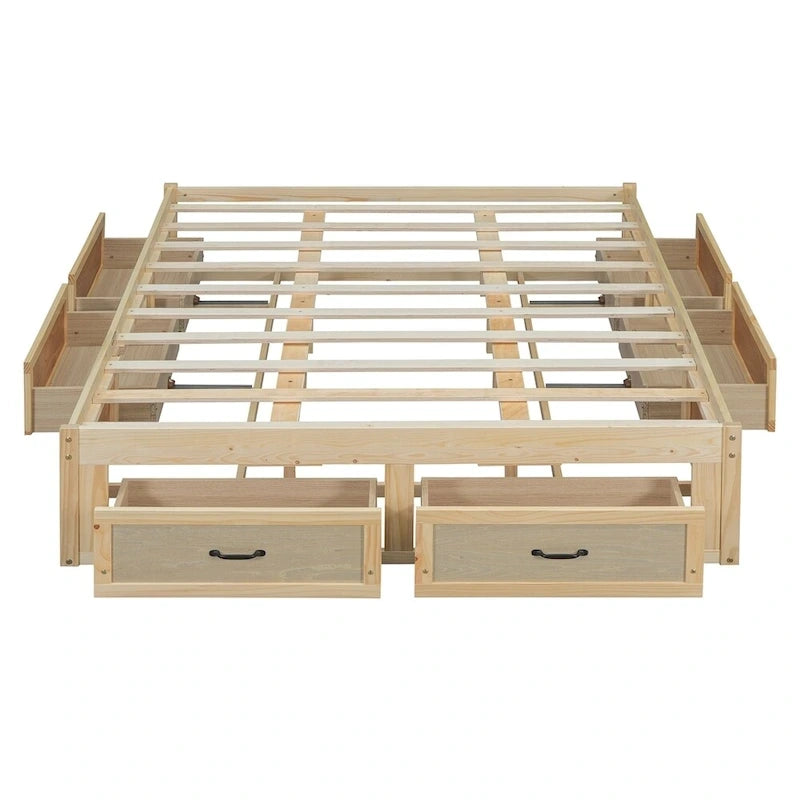 Lit plate-forme Queen Size avec 6 tiroirs de rangement
