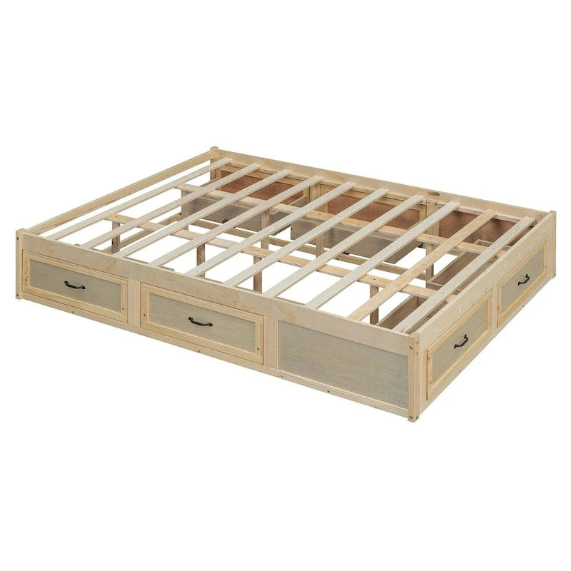 Lit plate-forme Queen Size avec 6 tiroirs de rangement