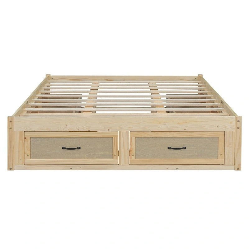 Lit plate-forme Queen Size avec 6 tiroirs de rangement