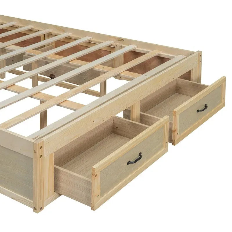 Lit plate-forme Queen Size avec 6 tiroirs de rangement