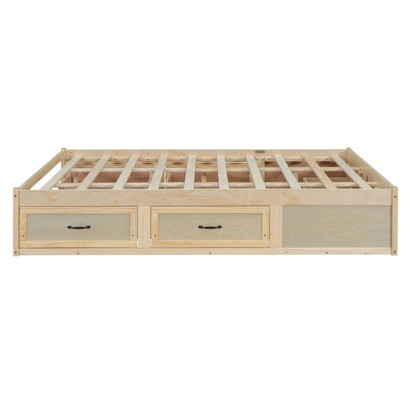 Lit plate-forme Queen Size avec 6 tiroirs de rangement