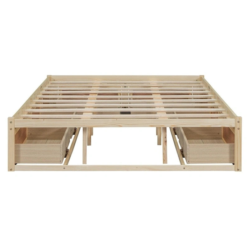 Lit plate-forme Queen Size avec 6 tiroirs de rangement