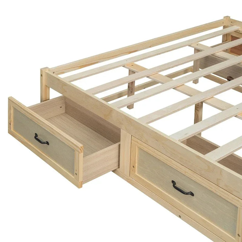 Lit plate-forme Queen Size avec 6 tiroirs de rangement