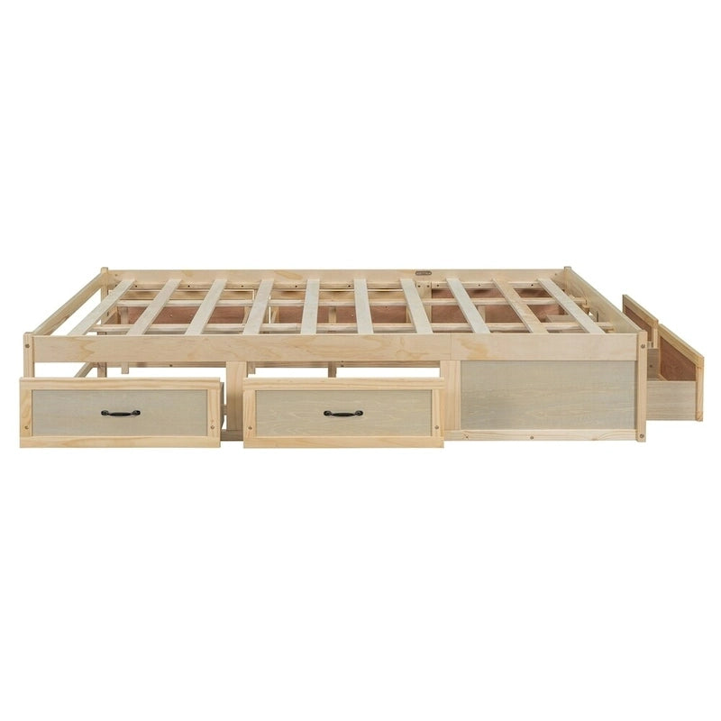Lit plate-forme Queen Size avec 6 tiroirs de rangement