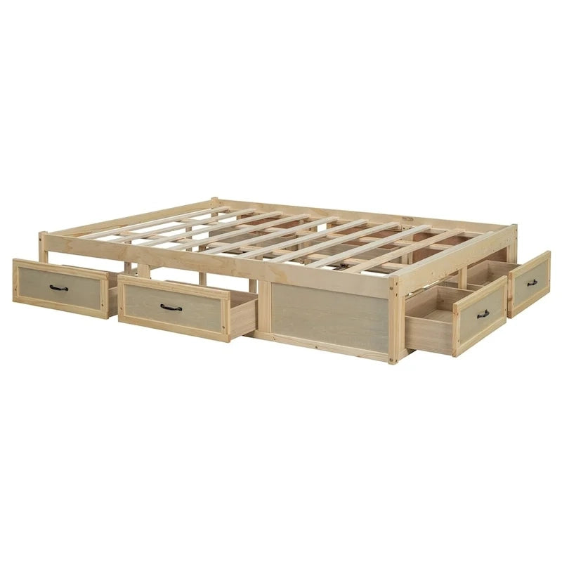 Lit plate-forme Queen Size avec 6 tiroirs de rangement