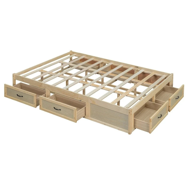 Lit plate-forme Queen Size avec 6 tiroirs de rangement