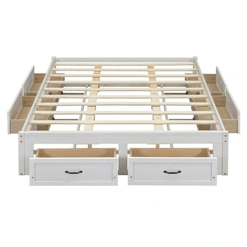 Lit plate-forme Queen Size avec 6 tiroirs de rangement