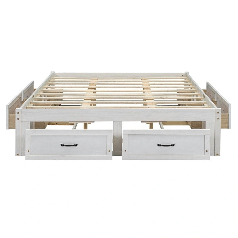 Lit plate-forme Queen Size avec 6 tiroirs de rangement