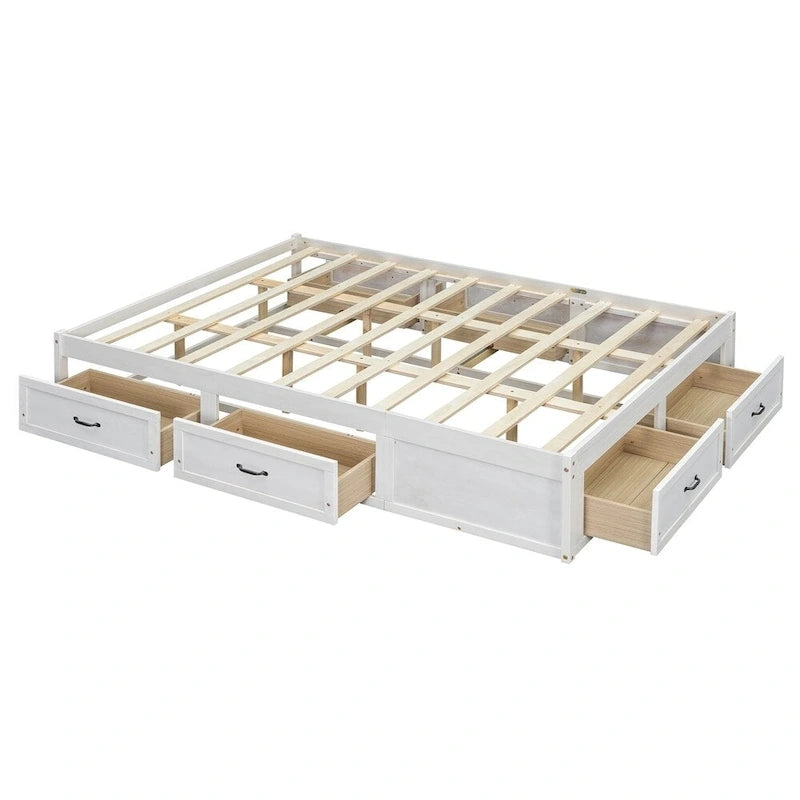 Lit plate-forme Queen Size avec 6 tiroirs de rangement