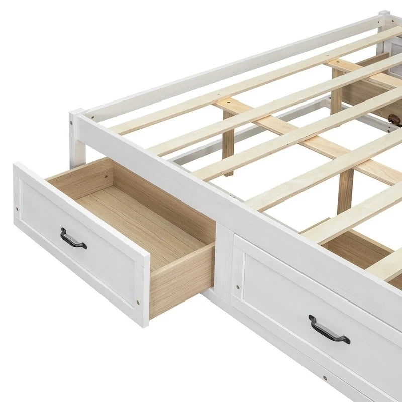 Lit plate-forme Queen Size avec 6 tiroirs de rangement