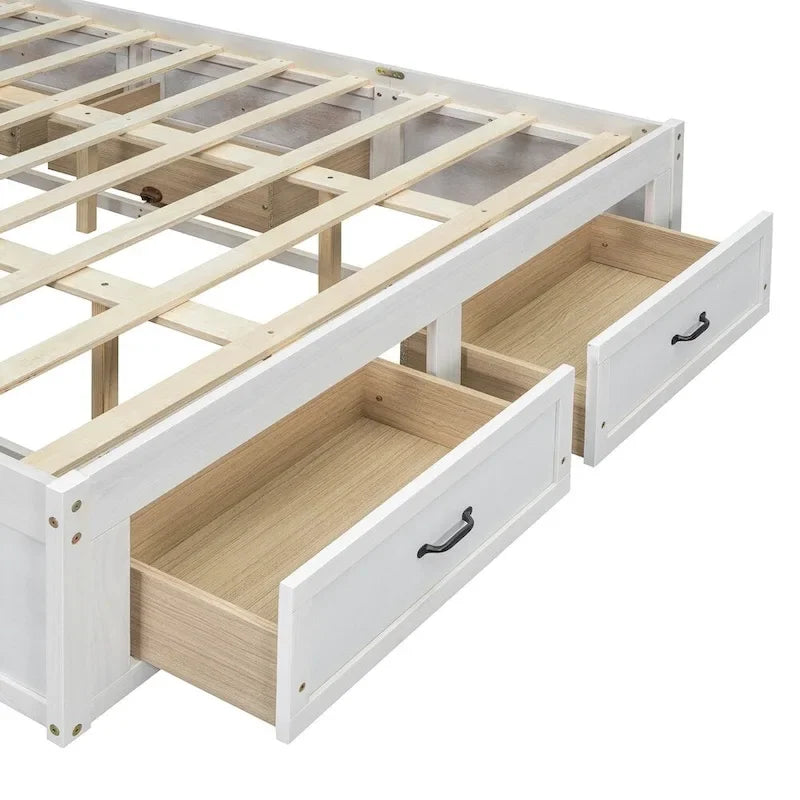 Lit plate-forme Queen Size avec 6 tiroirs de rangement