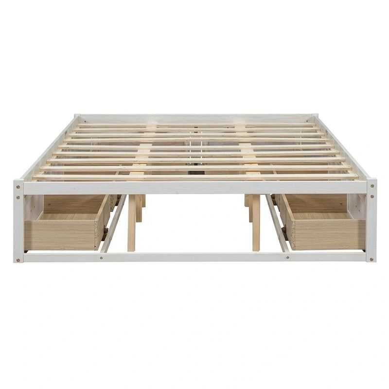 Lit plate-forme Queen Size avec 6 tiroirs de rangement