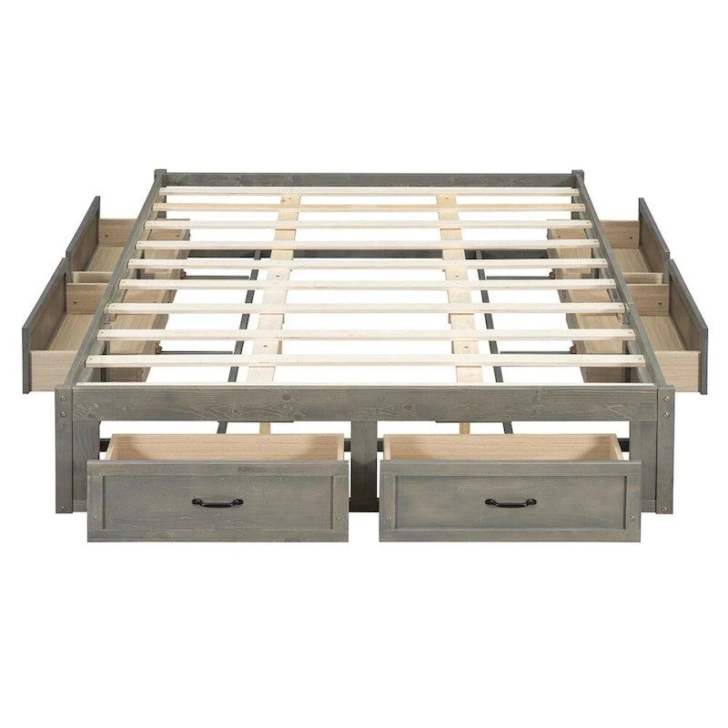 Lit plate-forme Queen Size avec 6 tiroirs de rangement