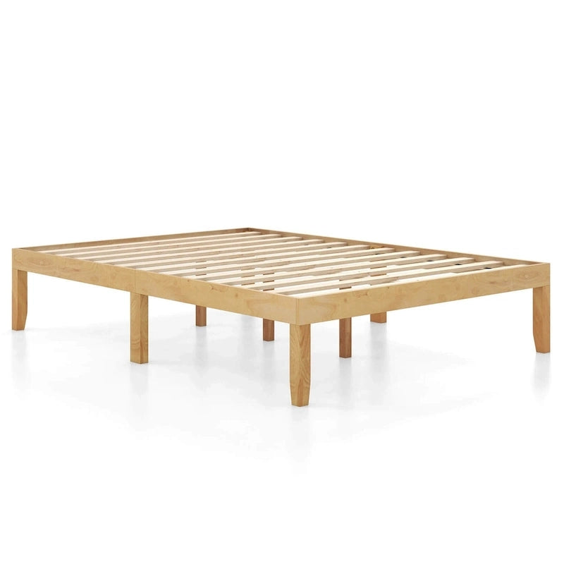 Cadre de lit plateforme en bois Costway, tailles jumeau/double/grand, 14 lattes, avec caoutchouc