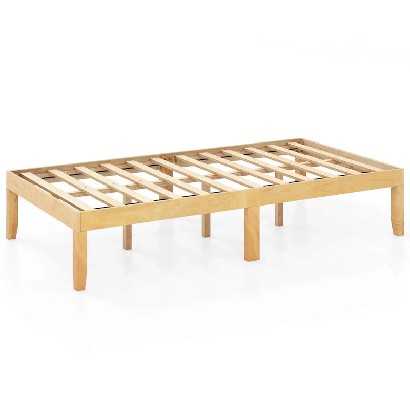 Cadre de lit plateforme en bois Costway, tailles jumeau/double/grand, 14 lattes, avec caoutchouc