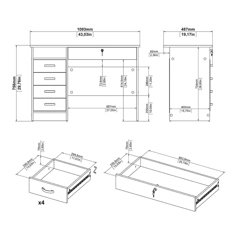 Bureau 5 tiroirs Skylar de Porch & Den