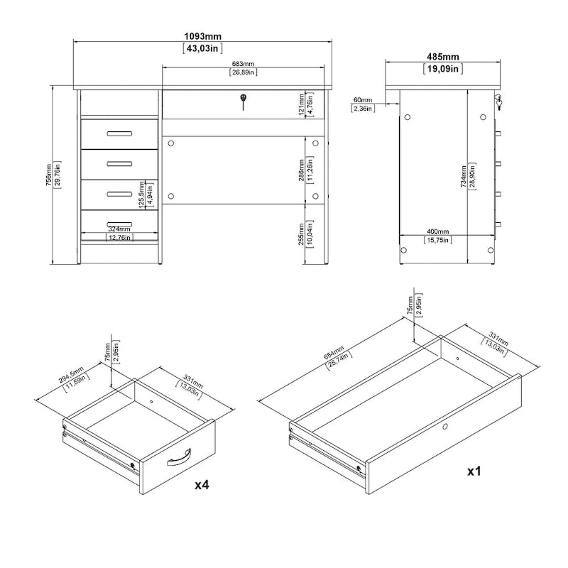 Bureau 5 tiroirs Skylar de Porch & Den