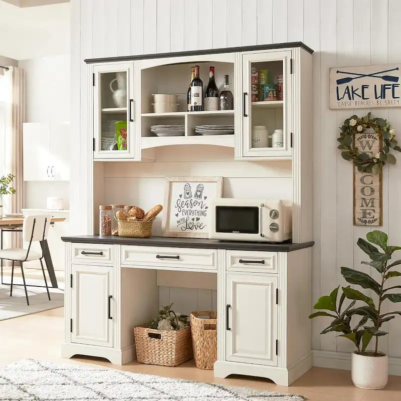 Bureau d'ordinateur de ferme avec huche, bureau d'ordinateur avec station de charge
