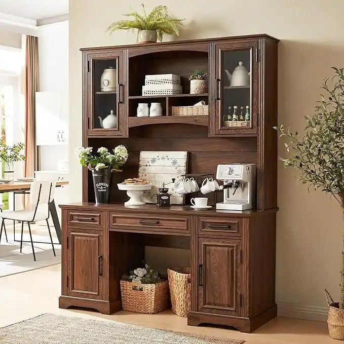 Bureau d'ordinateur de ferme avec huche, bureau d'ordinateur avec station de charge