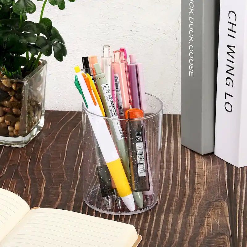 Porte-Crayon Acrylique, Porte-Pinceaux de Maquillage, Organisateur de Bureau Rond