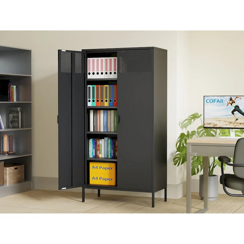 Casier de rangement métallique de 180 cm de haut avec 4 étagères réglables et 5 niveaux, idéal pour la maison et le bureau