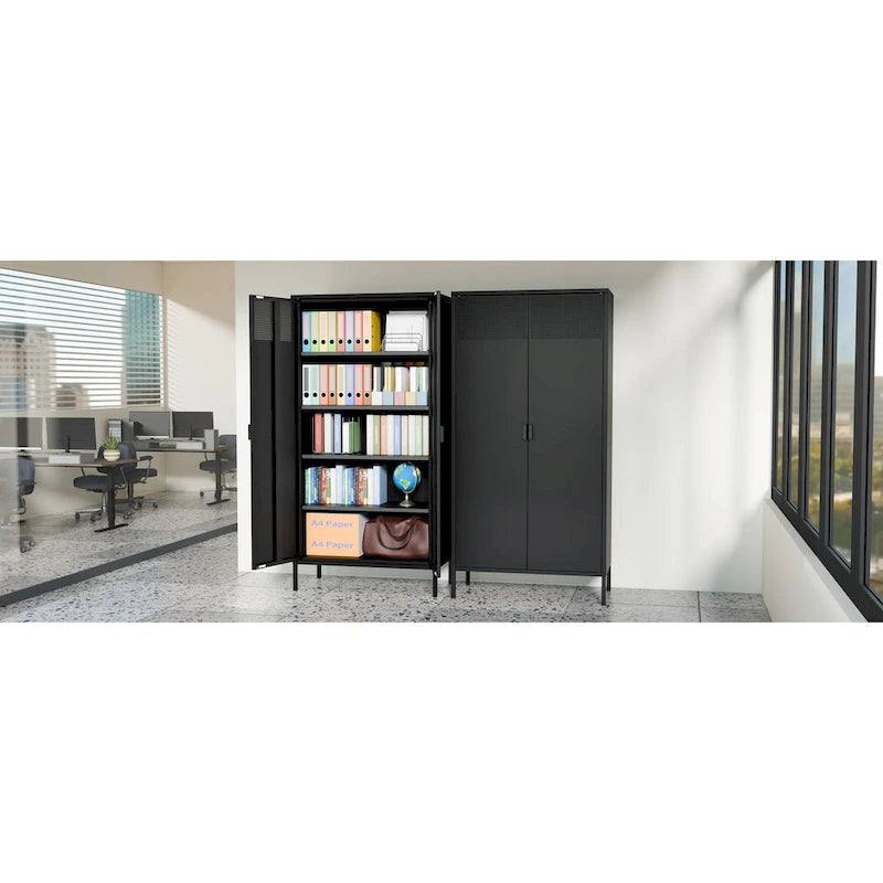 Casier de rangement métallique de 180 cm de haut avec 4 étagères réglables et 5 niveaux, idéal pour la maison et le bureau