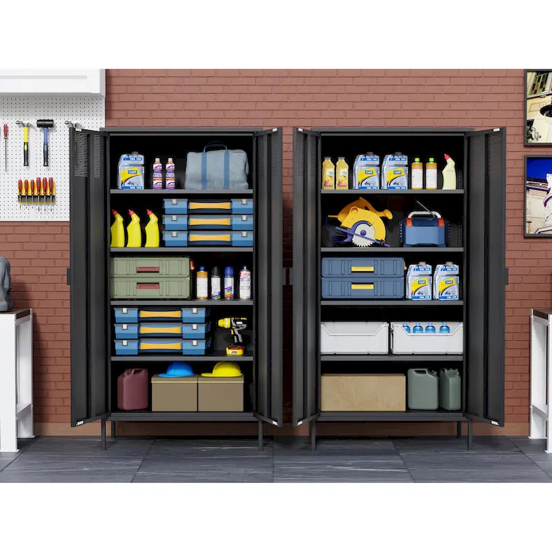 Casier de rangement métallique de 180 cm de haut avec 4 étagères réglables et 5 niveaux, idéal pour la maison et le bureau