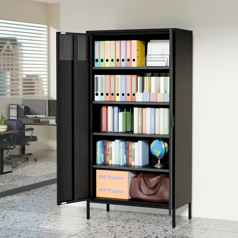 Casier de rangement métallique de 180 cm de haut avec 4 étagères réglables et 5 niveaux, idéal pour la maison et le bureau