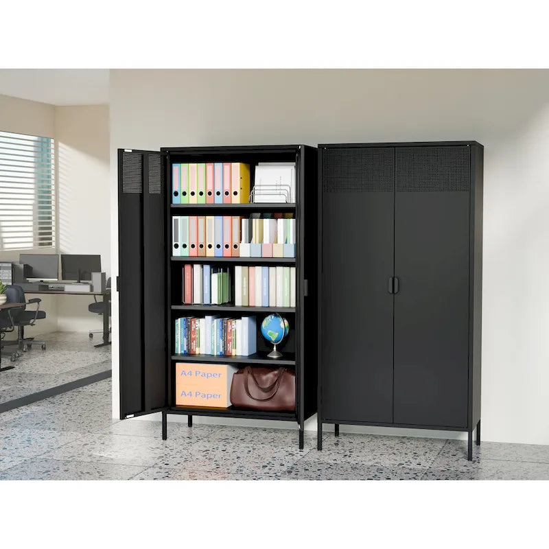 Casier de rangement métallique de 180 cm de haut avec 4 étagères réglables et 5 niveaux, idéal pour la maison et le bureau