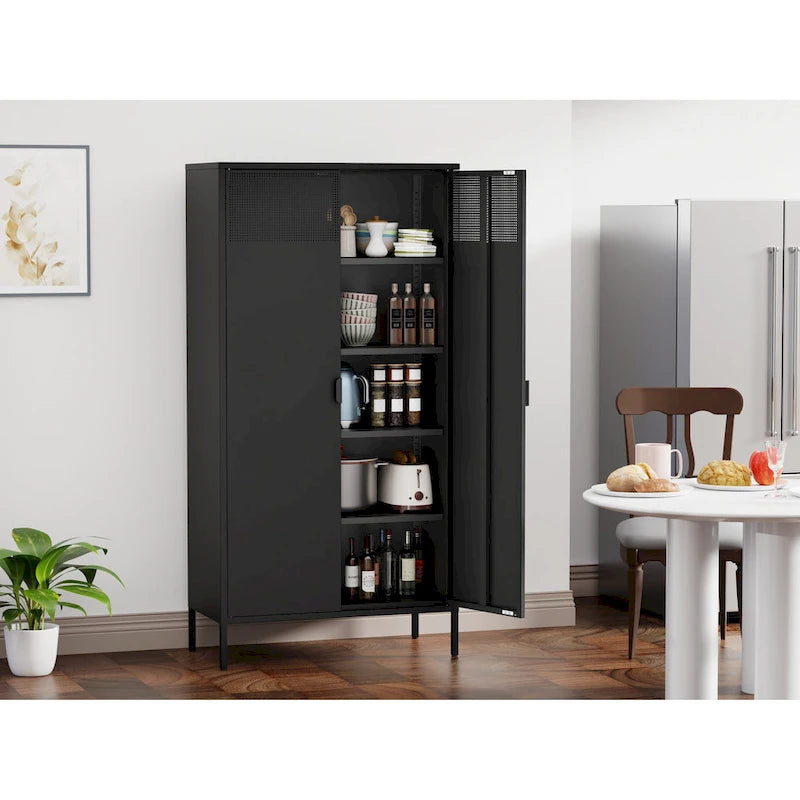 Casier de rangement métallique de 180 cm de haut avec 4 étagères réglables et 5 niveaux, idéal pour la maison et le bureau