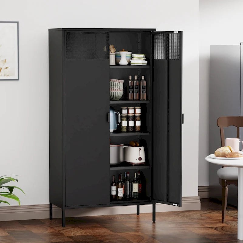 Casier de rangement métallique de 180 cm de haut avec 4 étagères réglables et 5 niveaux, idéal pour la maison et le bureau