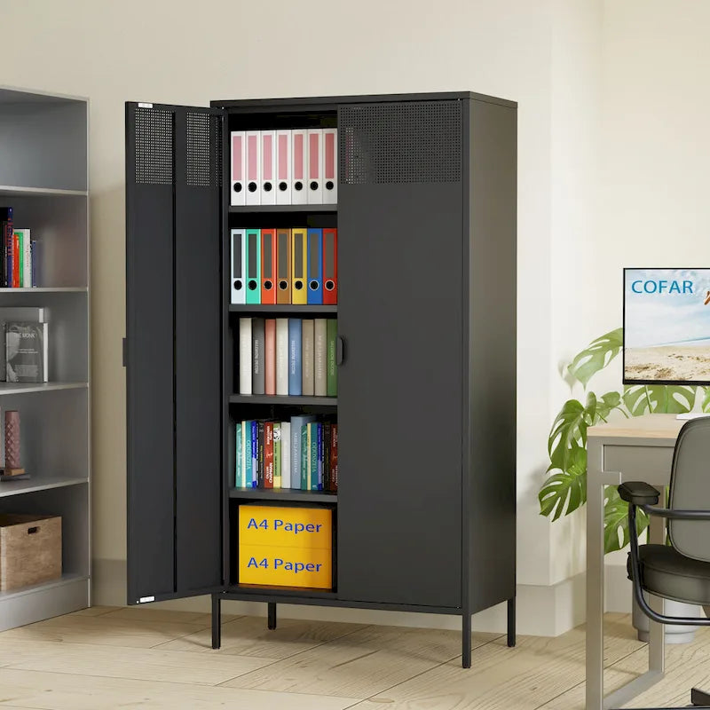Casier de rangement métallique de 180 cm de haut avec 4 étagères réglables et 5 niveaux, idéal pour la maison et le bureau