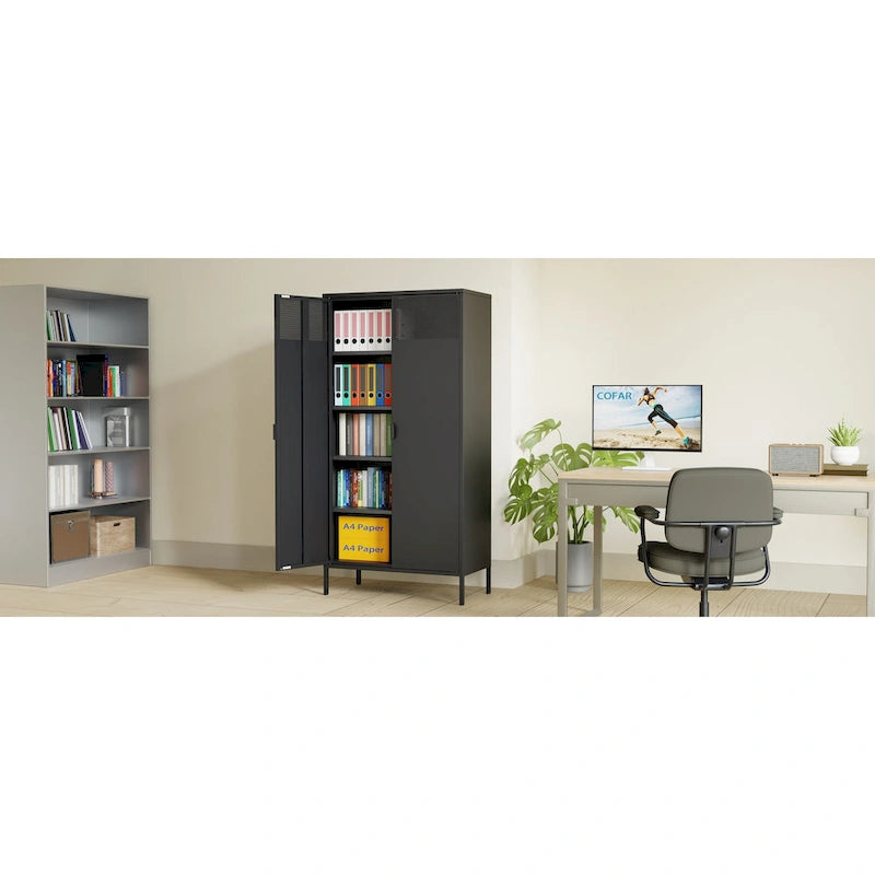Casier de rangement métallique de 180 cm de haut avec 4 étagères réglables et 5 niveaux, idéal pour la maison et le bureau