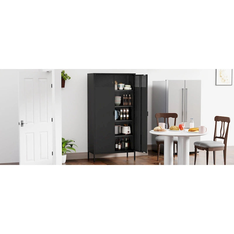 Casier de rangement métallique de 180 cm de haut avec 4 étagères réglables et 5 niveaux, idéal pour la maison et le bureau