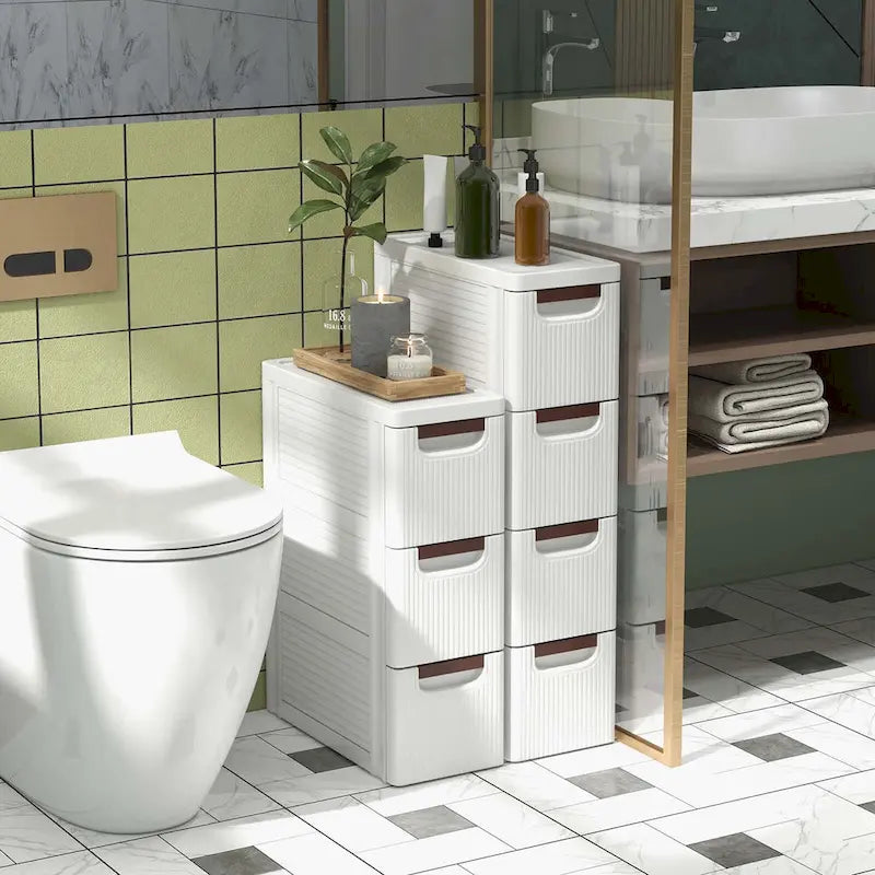 Costway Meuble de Rangement Étroit à 3 Tiroirs avec Poignée, 1 Pièce - Voir Détails